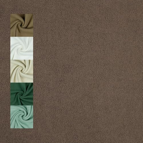Leichter Baumwoll-Fleece | zum Abfüttern von Mützen, Jacken | für Bekleidung | ab 50 cm | Meterware (taupe)