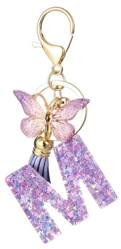 Porte-clés avec lettre initiale papillon porte-clés pour adolescentes et filles