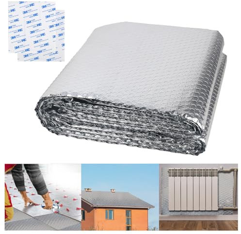 Heizkörper Reflexionsfolie Heizung 5m x 60cmx 3.6 mm Isolierfolie Heizung,,Isolierung Hinter Heizkörper, Heizungsfolie Reflektorfolie, Thermofolie mit Klebepad,für Fahrzeuge, Dächer, Fenster, Rohre
