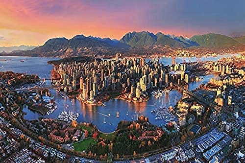 Decorsy Jigsaw Puzzle 1000 Piece for Adults Kids Vancouver Cityscape, Canada Wooden Children's38*26cm