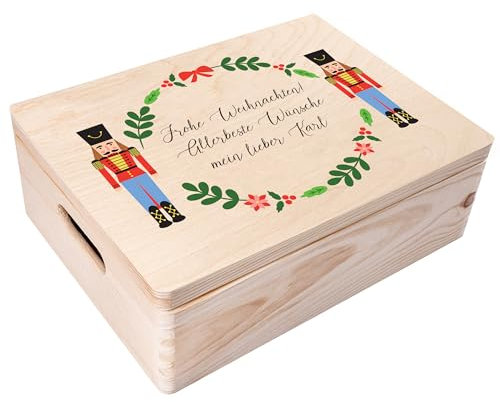 Creative Deco Personalised Gifts Any Text Gift Christmas for Women Men Girls Boys - Nutcracker Frame | Unique Wish Custom Xmas Gift Box | Customised Wooden Storage Box | Empty Christmas Eve Box