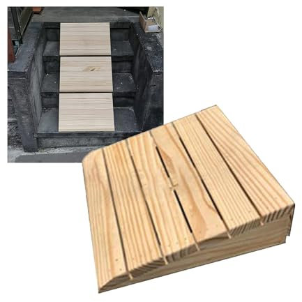 Rampa per Disabili da 7 a 15 Cm per Porte, Rampa Moto, Rampa per Sedia a Rotelle Portatile in Legno, Rampe di Marciapiede per L'Accesso alle Porte(30 * 31 * 8cm/12 * 12 * 3.1in)