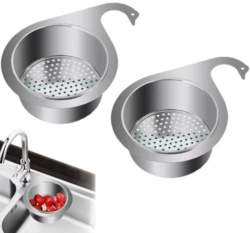 Xiuyer Scolapasta da Lavello, Scolapasta, 2 pezzi Swan Shape Stainless Steel Sink Strainer, Filtro per Lavello Angolare, Removable Kitchen Colander, per Filtrare i Rifiuti Della Cucina e Lavare Frutta