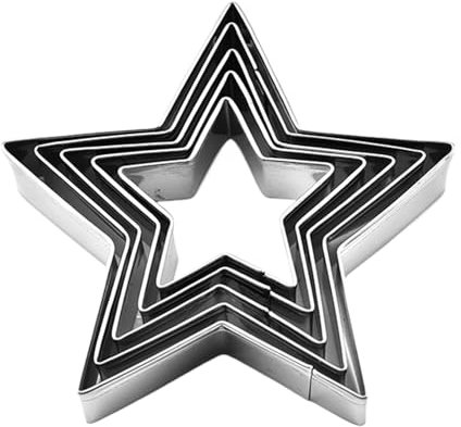 Ausstechformen, Stern Ausstecher, Keksausstecher Sterne, Keksausstecher aus Edelstahl in Sternform, Ausstechformen-Set, 5 Stück Stern-Ausstechformen für Kinder, Keksausstecher