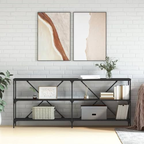 jiangboyue-832853 Table console en bois et fer Noir 180 x 30 x 75 cm