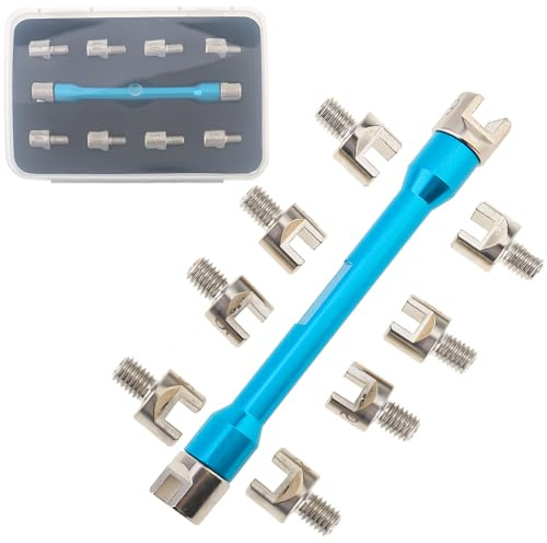 Kit de clé à rayons Windance, ensemble de clés à rayons en aluminium CNC pour moyeux de 5,0-6,8 mm en acier pour la plupart des motos, Dirt Bike, scooter, (Bleu)