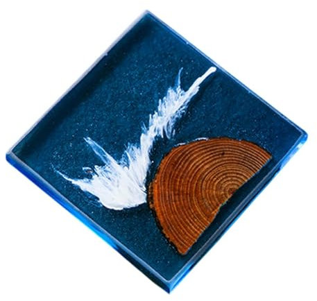 LOVIVER 6X Harz-Getränke untersetzer, Epoxid untersetzer, Holz untersetzer Set, hölzerne wasserdichte Untersetzer für Hotel Familie und Freunde Küche, Quadrat