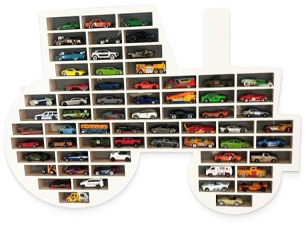 Moliland Sammlervitrine Fächer Setzkasten Holz Sammelbox Tractor Kinderzimmerdekoration, Regal für Kinderzimmer, Hängendes Regal für Zubehör und Spielzeug