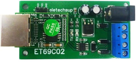 Correa ET69C02 Ethernet-Netzwerk IP RJ45 zu RS485 Buskonverter für Modbus RTU Master Slave Client Server MQTT PLC
