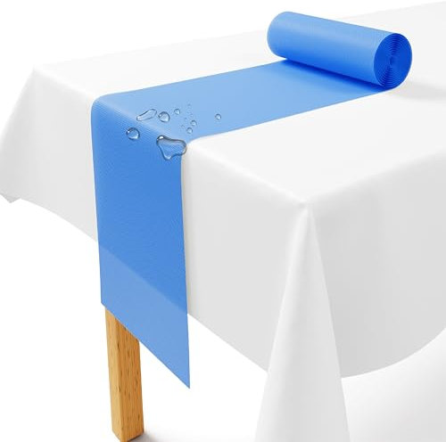 Chemin de table en non-tissé - Bleu clair - 30 cm x 25 m - Chemin de table jetable - Décoration de table élégante pour mariage, communion, baptême, anniversaire, Noël et fête à la bière
