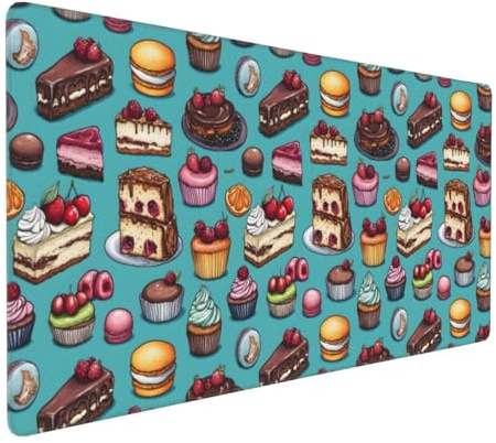 Grand tapis de souris de jeu, tapis de souris pour clavier de bureau imprimé gâteau de thé de l'après-midi, tapis de bureau antidérapant pour clavier de bureau et souris, accessoires de bureau et de