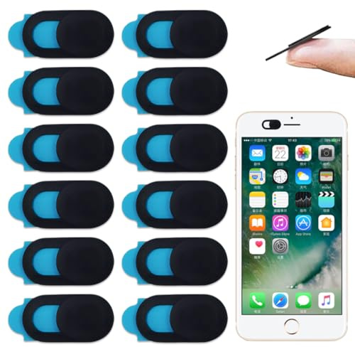 JUGUTA 12X Cubierta Webcam Cover Slider Diseño Ultra Fino, Anti-Hacker, Camera Cover Tapa Webcam Para Ordenadores, Pc, Portátiles, Tablets Y Móviles