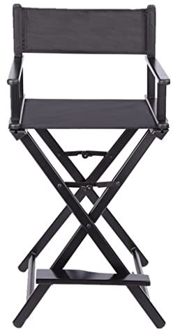 Tragbarer, faltbarer Regiestuhl für Make-up-Künstler, Aluminium, schwarz, Make-up-Stuhl, leicht und stabil, ideal für OntheGo Beauty-Profis