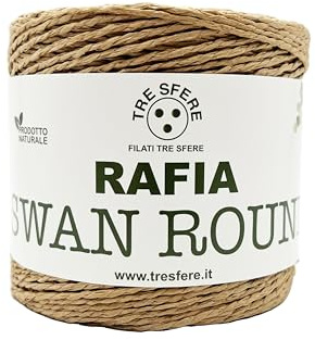 Fili & filati Rafia Swan Round, 100% Cellulosa Naturale, 150g - 250m, per Borse, Cappelli e Accessori fai da te a uncinetto 3/4 (Beige - 01 - ROUND, 1)