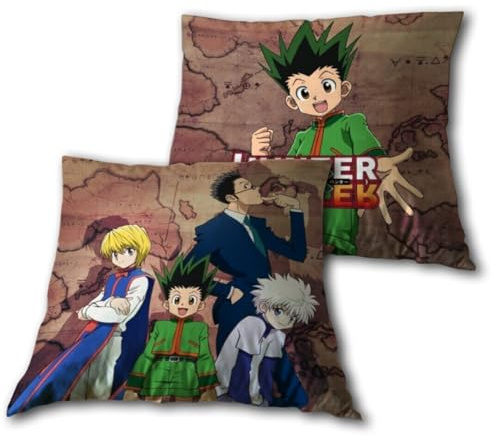 Aymax Hunter x Hunter Anime Kissen Dekokissen 35x35 cm, beidseitig Bedruckt, gefülltes Sofakissen aus 100% Polyester, Zierkissen für Bett, Sofa & Zimmer