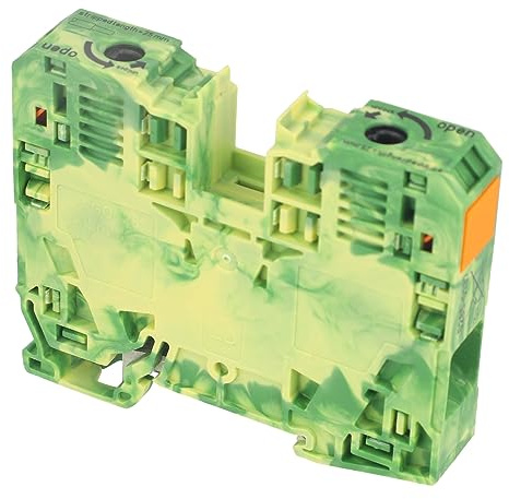 WAGO 285-137 1 KV, 125 AMP, 2 Position, 8-2 AWG, DIN Rail, Green/Yellow, ROHS Compliant, Terminal Block