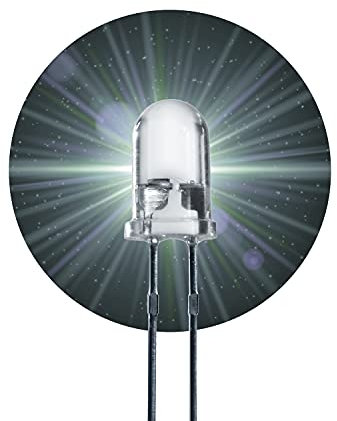 Lumetheus LED 5mm Farbe weiß 26000 mcd 50 Stück weiße Leuchtdioden ca. 3V Diode 2 Pin LEDs Gehäuse klar
