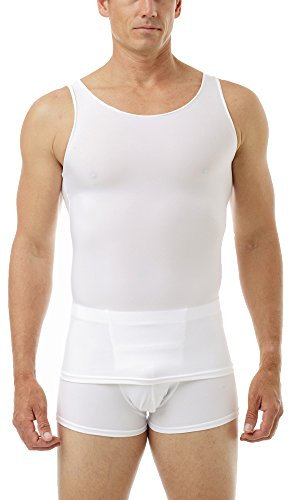 Underworks 473 Herren-Kompressions-Tanktop aus Mikrofaser, leistungsstark, für Workouts, Sporttraining und Formgebung, Weiss/opulenter Garten, XL