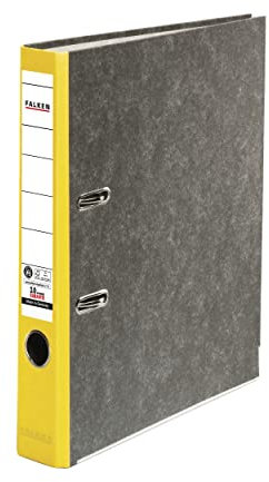 Original Falken Recycling-Ordner Wolkenmarmor. Made in Germany. 5 cm schmal DIN A4 gelber Rücken Ringordner Aktenordner Briefordner Büroordner Pappordner CO2-Neutral Blauer Engel