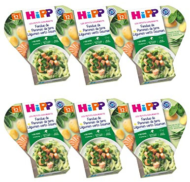 Hipp Biologique Fondue de Pommes de terre Légumes verts Saumon - 6 assiettes de 230g