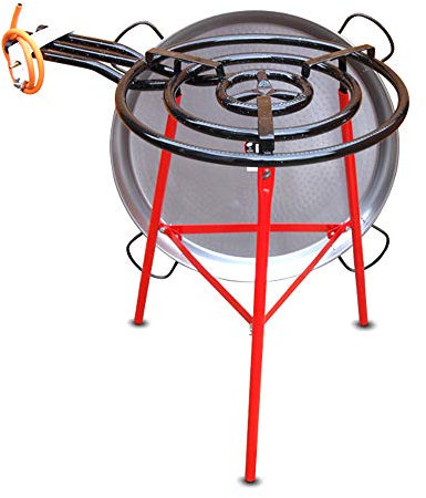 Vaello Campos Catering Paella Kit. Comprising 60cm Gas Burner, 80cm Polished Steel Pan & Reinforced Tripod
