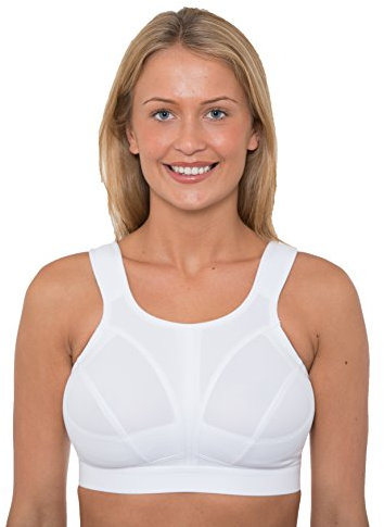 Gemm Ladies White Sports Bra High Impact Non Wired Plus Size Large Bosom with Extender (38G)
