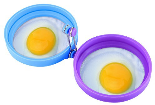 Belmalia 2X Silikon Spiegeleiform, Pfannkuchen-Form, Bratring, Eierform Blau + Lila