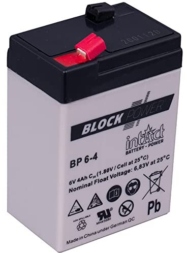 intAct Block-Power AGM Batterie 6V 4Ah - auslaufsicher und wartungsfrei - vielseitige AGM Versorgungsbatterie - für Freizeitbereich, Notstromanlagen, Sicherheitssysteme - Maße (LxBxH): 70x47x106mm
