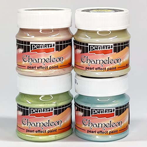 Zita's Creative Acrylfarbe Chamäleon in Set 4x50ml - Set 1. Perlmuttfarbe, Bastelfarbe, Acrylfarbe