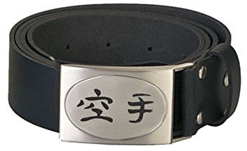 Ju-Sports Gürtel echt Leder mit graviertem Kanji Karate