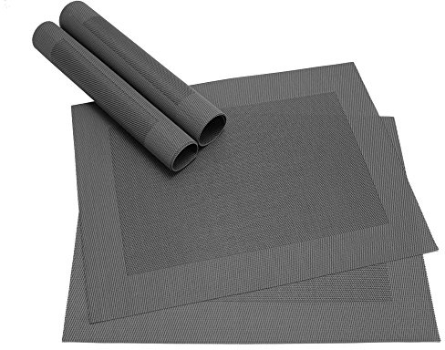 Abwaschbare Tischsets 4er Set in schwarz - Platzsets als rutschfeste und hitzebeständige Deko Esstisch Unterlagen in 46 x 33 cm - Tisch Platzdeckchen aus abwischbarem PVC für Tischdeko