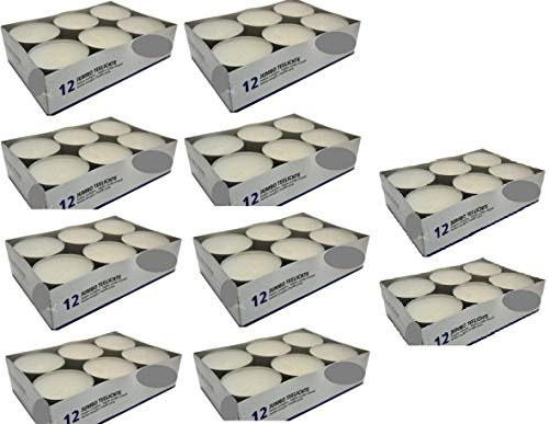 hillfield® 120 Maxi Teelichter im Alubecher, Weiß, Maxilicht, Jumbo Teelichter, ohne Duft, Kerzen, Teelicht, Aluminiumhülle, Gastronomie Qualität