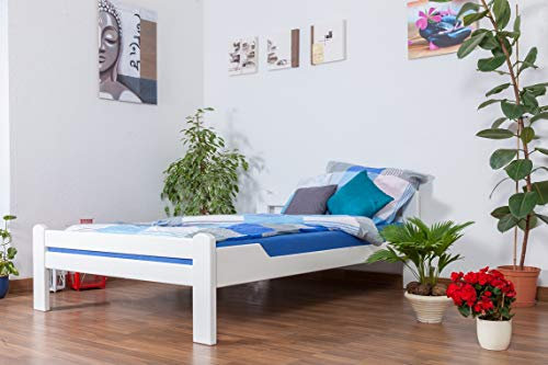 Jugendbett Easy Premium Line K4, 140 x 200 cm Buche Vollholz massiv weiß lackiert