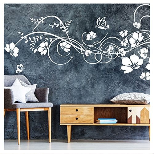 Grandora W973 Wandtattoo Blumenranke Levina I Gold (BxH) 100 x 40 cm I Wohnzimmer Flur Blüten Schlafzimmer Ranke Wandaufkleber Wandsticker