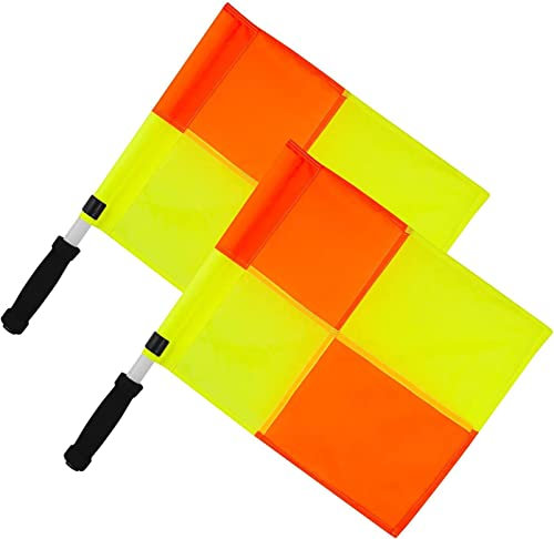 Optimum Schiedsrichterfahne mit Tragetasche - Hochsichtbar, langlebig und zuverlässig - Unverzichtbares Zubehör für Schiedsrichter - Packung mit 2 Stück, Gelb/Orange