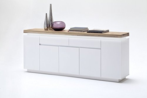 Unbekannt Sideboard Weiss matt/Wildeiche massiv