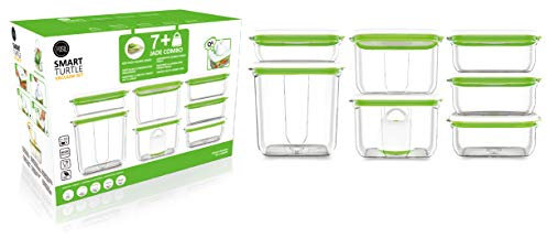 PACK BARCELONA STARTER KIT FOSA avec la pompe sous vide intelligente sans fil TURTLE incluse, 7 récipients sous vide FOSA de 3450 ml, 2300 ml, 1450ml et 1000 ml