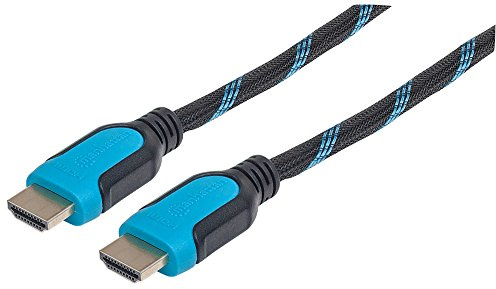 Manhattan 354806 High Speed HDMI-Kabel mit Ethernet-Kanal und geflochtener Ummantelung 2m schwarz/blau