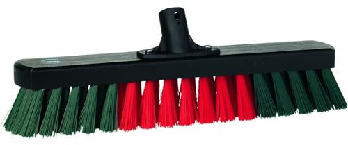 WerkplaatsbezemZwart hout, met stevige rood/groene synthetische vezels