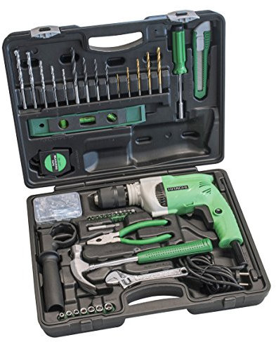 Hitachi DV16VSS Trapano con Percussione e Kit 100 Accessori, 600 W, Verde/Grigio, 1/2_Pollici