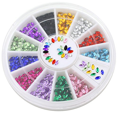 Multicolor Oval 3D Glitters Studs Nail Rhinestones Premium Manicure Nail Art Decorations Wheel