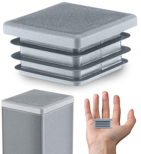 EMFA Lamellenstopfen 40x40 mm Grau – Kunststoff Vierkantstopfen für Vierkantrohre | Endkappen zur Rohrabdeckung - 10 Stück