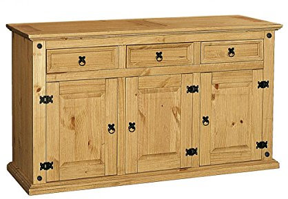Corona Buffet 3 Doors &3 Draws, Buffet Sideboard With 3 Doors And 3 Drawers, Large Buffet Unit, Oak Tea Table, Thick Oak Top, 1320W x 440D x 840H, Hallway/Dining/Living Room Furniture