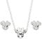 Disney Minnie Mouse Crystal Necklace and Stud Earrings and Set, Mickey's 90th Birthday Anniversary; Silver Plated Jewelry for Women