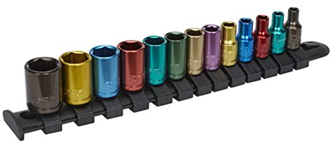 Sealey AK2872 13pc 1/4Sq Drive Multi-Coloured Socket Set WallDrive®
