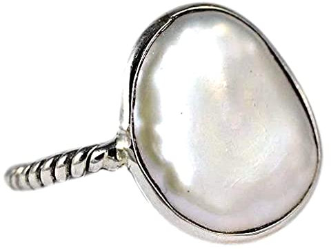 Navya Craft 925 Sterling Silber Süßwasserperle Handarbeit Damen Ringgrößen 14 bis 22 DE