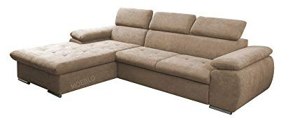 mb-moebel Ecksofa mit Schlaffunktion Eckcouch mit Bettkasten Sofa Couch L-Form Polsterecke für Wohnzimmer, Schlafsofa Sofagarnitur Wohnlandschaft - 284x196x99cm - NILUX (Beige, Ecksofa Links)