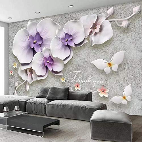 Tapete 3D FototapeteSeamless großen Fototapete 3D TV Hintergrund Wand Stereo einfache moderne Schmetterling Orchidee Sofa Schlafzimmer Wandverkleidung Tapete