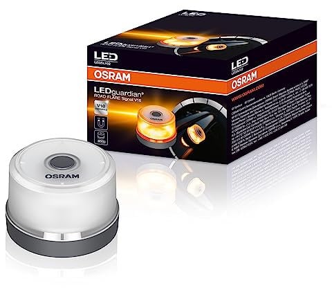 OSRAM LEDSL102 Ledguardian Road Flare Sign V16 Emergency Light for Cars, Breakdown Light, Car Emergency Beacon, Round Safety Warning Light for Vehicles and Motorcycles