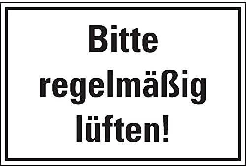 Aufkleber I Hinweisschild Bitte regelmäßig lüften!, Folie, selbstklebend, 150x100mm
